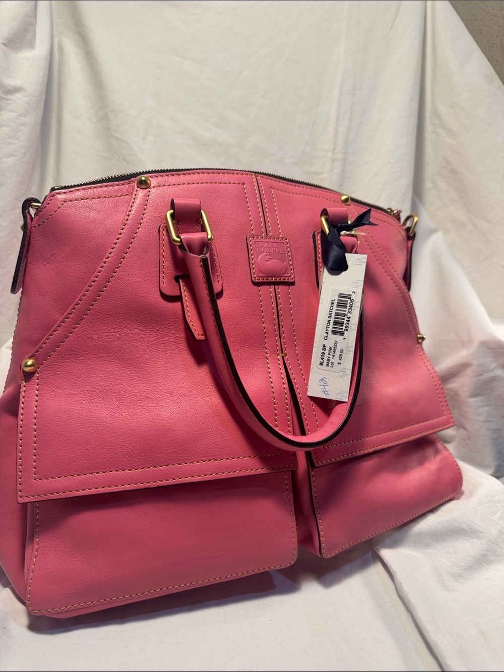 Dooney & Bourke Pink Leather Tote with Gold Hardware